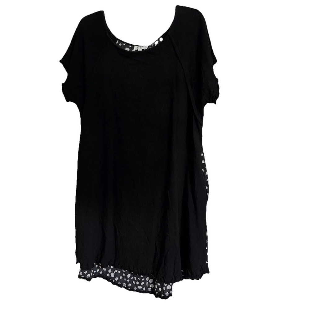 Umgee USA Black Spotted Dress Size XL RAW HEM - Picture 6 of 9